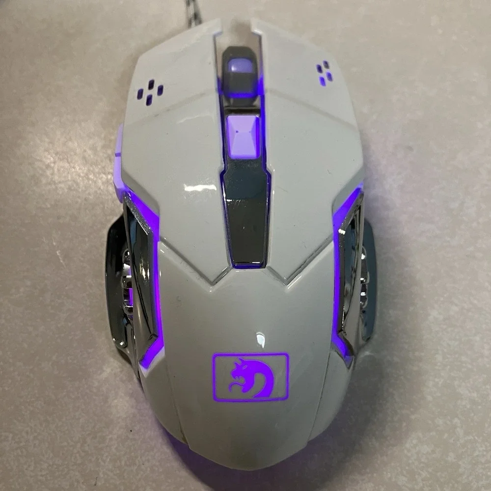 Mamba Snake Wired Gaming Mouse RGB LED White Chrome Braided USB Cable Ergonomic
